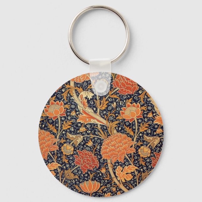 William Morris Cray Wallpaper Pattern Key Ring (Front)