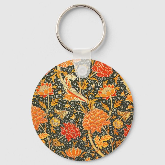 William Morris Cray Wallpaper Pattern Key Ring (Front)