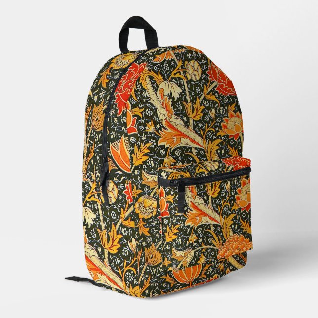 William Morris Cray Wallpaper Pattern Printed Backpack (Back Corner Left)