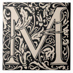William Morris Cream Monogrammed Letter M Tile<br><div class="desc">Art Nouveau monogrammed tile designs by William Morris are the prefect arts and craft touch to add to your antique fireplace,   
These initial tiles come in all the letters of the alphabet and are the prefect vintage floral.</div>