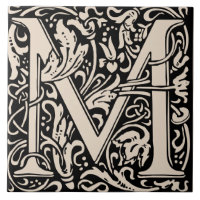 William Morris Cream Monogrammed Letter M