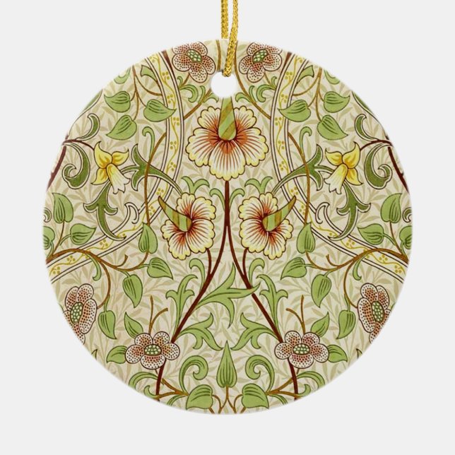 William Morris Daffodil Classic Flower Wallpaper Ceramic Tree Decoration (Front)