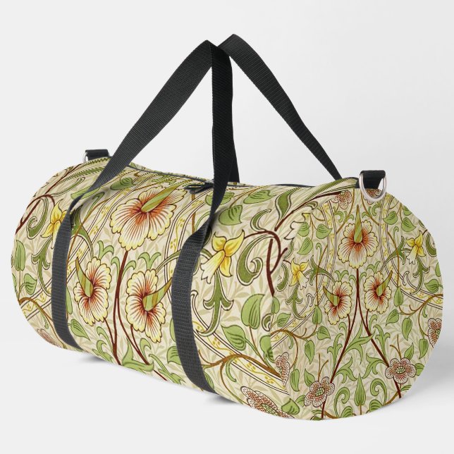 William Morris Daffodil Classic Flower Wallpaper Duffle Bag (Left Corner)