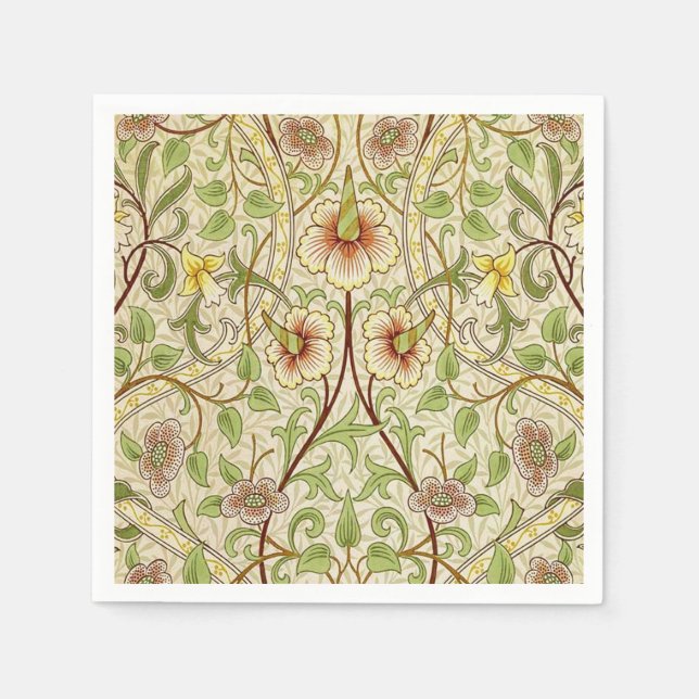 William Morris Daffodil Classic Flower Wallpaper Napkin (Front)