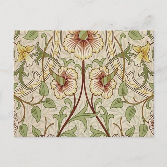 William Morris Daffodil Classic Flower Wallpaper Postcard (Front)