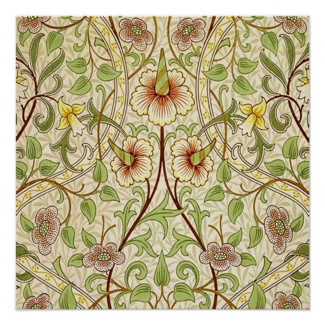 William Morris Daffodil Classic Flower Wallpaper Poster (Front)