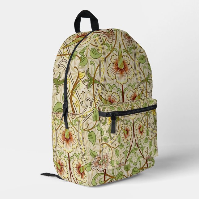 William Morris Daffodil Classic Flower Wallpaper Printed Backpack (Back Corner Left)