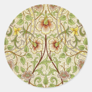 William Morris Daffodil Classic Flower Wallpaper Round Sticker