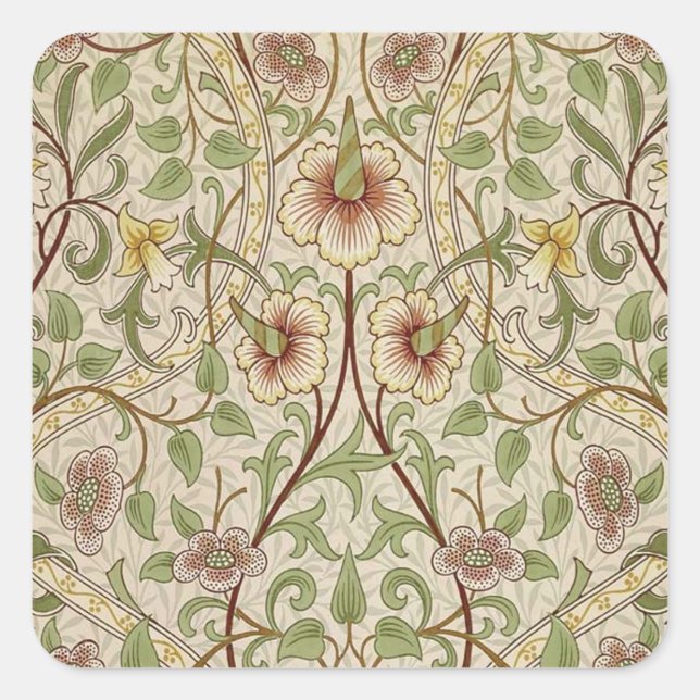William Morris Daffodil Classic Flower Wallpaper Square Sticker (Front)