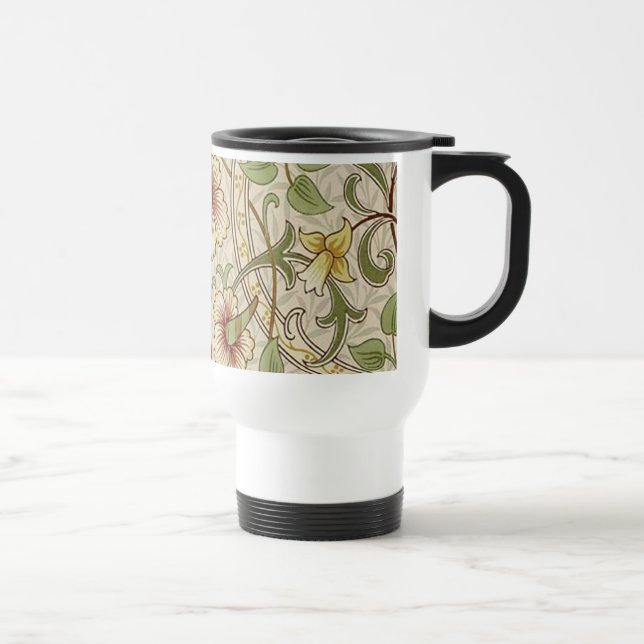 William Morris Daffodil Classic Flower Wallpaper Travel Mug (Right)