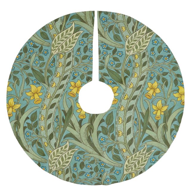 William Morris Daffodil Floral Pattern Classic Brushed Polyester Tree Skirt (Front)