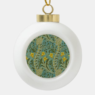 William Morris Daffodil Floral Pattern Classic Ceramic Ball Christmas Ornament