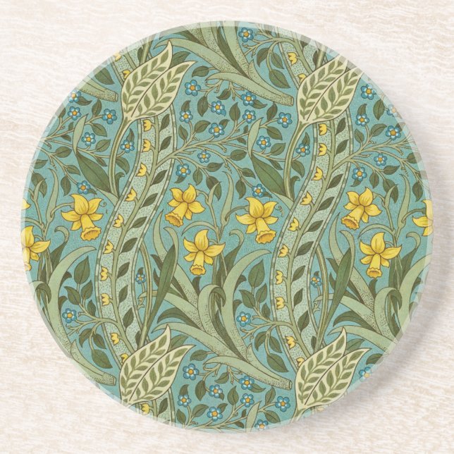 William Morris Daffodil Floral Pattern Classic Coaster (Front)
