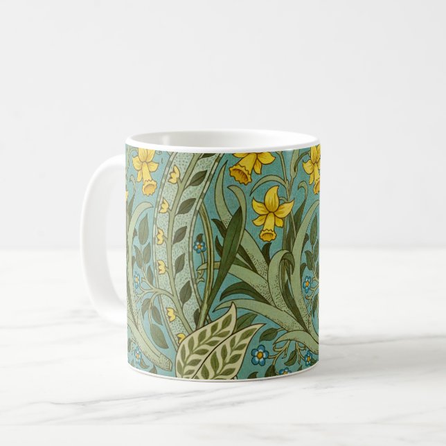 William Morris Daffodil Floral Pattern Classic Coffee Mug (Front Left)