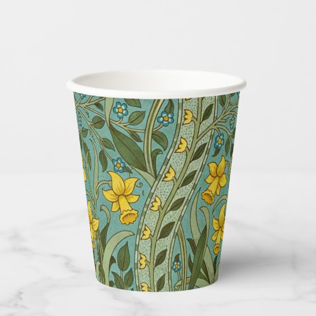 William Morris Daffodil Floral Pattern Classic Paper Cups (Front)