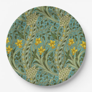 William Morris Daffodil Floral Pattern Classic Paper Plate