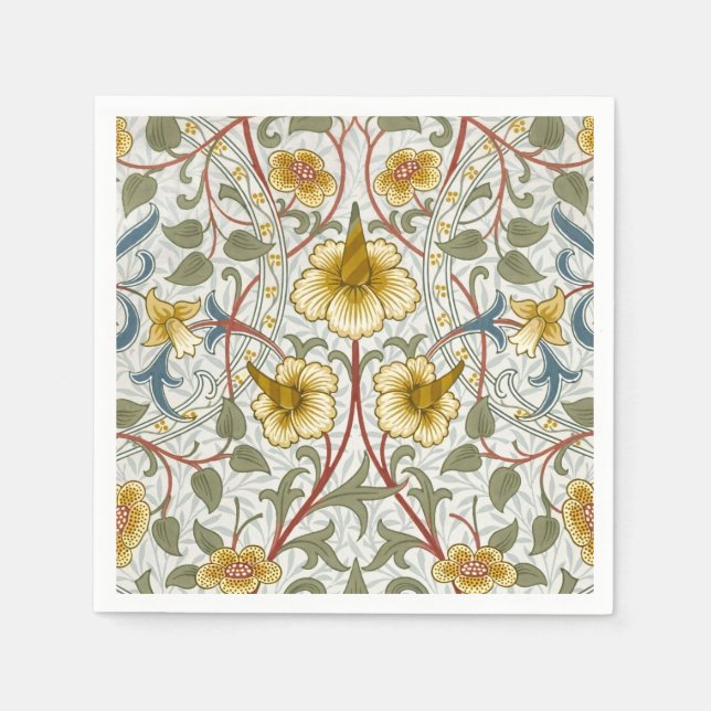 William Morris Daffodil Floral Pattern Napkin (Front)