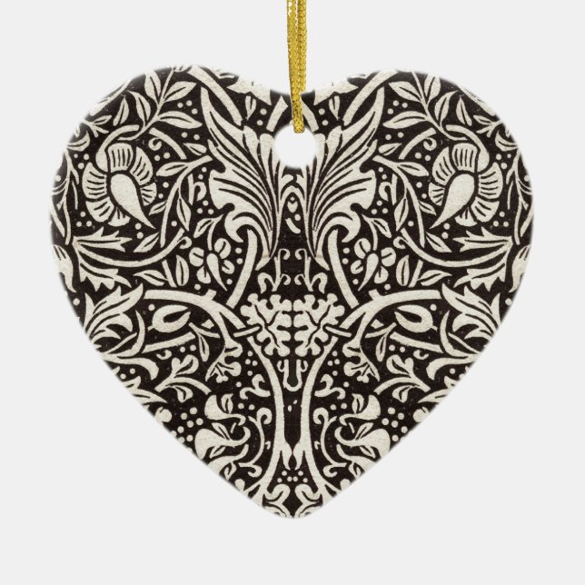 William Morris Daffodil Floral Wallpaper Ceramic Tree Decoration (Front)