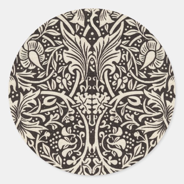 William Morris Daffodil Floral Wallpaper Classic Round Sticker (Front)