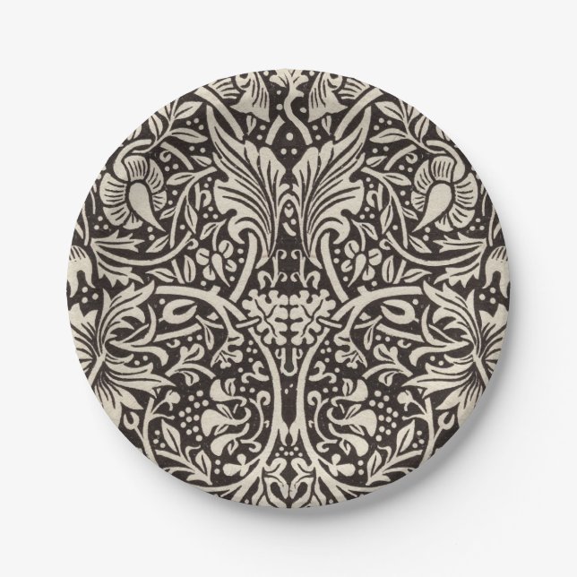 William Morris Daffodil Floral Wallpaper Paper Plate (Front)
