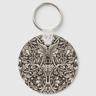 William Morris Daffodil Floral Wallpaper Pattern Key Ring