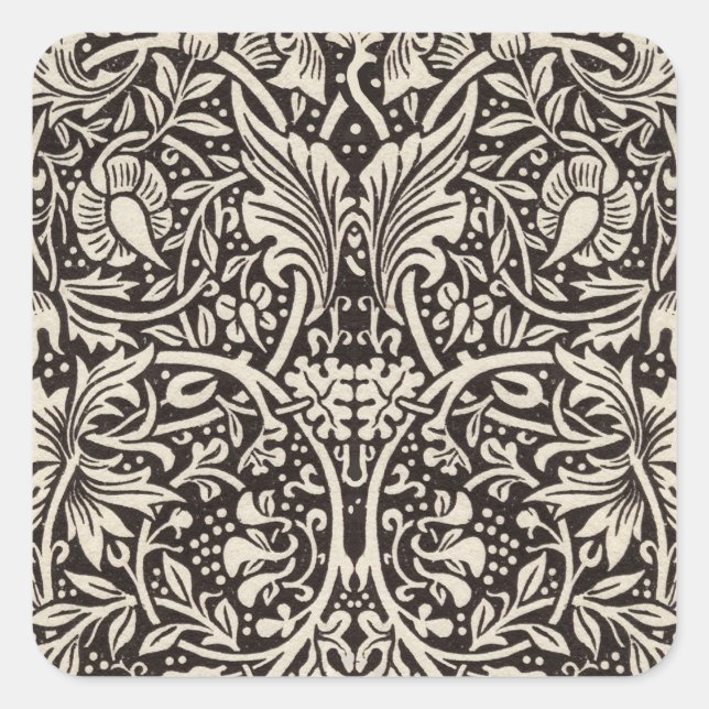 William Morris Daffodil Floral Wallpaper Square Sticker (Front)