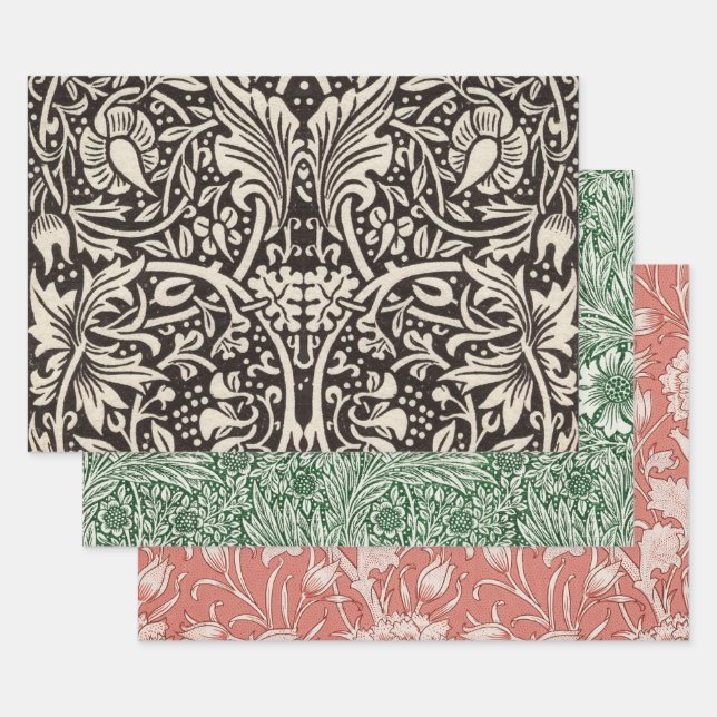 William Morris Daffodil Floral Wallpaper Wrapping Paper Sheet (Set)