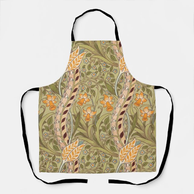 William Morris Daffodil Garden Flower Classic Bota Apron (Front)