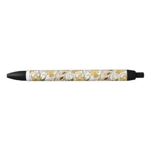 William Morris Daffodil Garden Flower Classic Bota Black Ink Pen