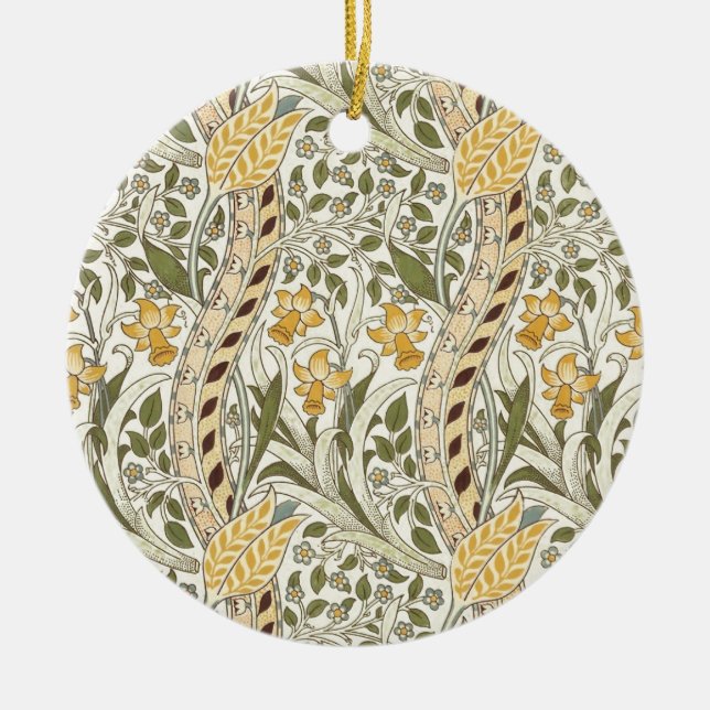 William Morris Daffodil Garden Flower Classic Bota Ceramic Tree Decoration (Front)