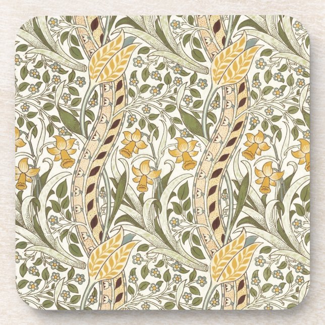 William Morris Daffodil Garden Flower Classic Bota Coaster (Front)