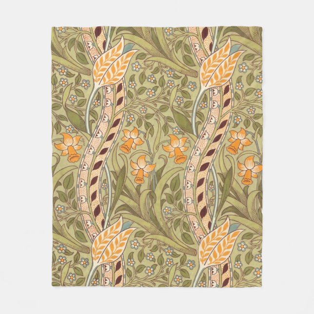 William Morris Daffodil Garden Flower Classic Bota Fleece Blanket (Front)