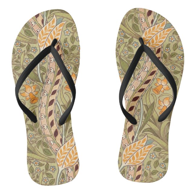 William Morris Daffodil Garden Flower Classic Bota Flip Flops (Footbed)