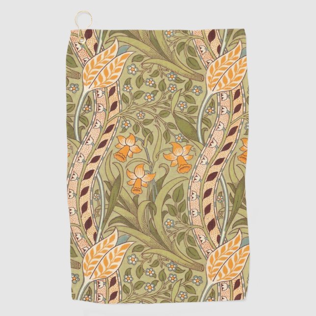 William Morris Daffodil Garden Flower Classic Bota Golf Towel (Front)