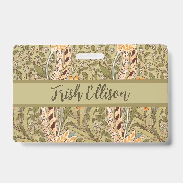 William Morris Daffodil Garden Flower Classic Bota ID Badge (Front)