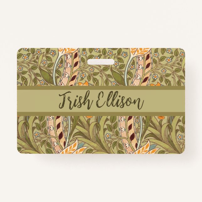 William Morris Daffodil Garden Flower Classic Bota ID Badge (Front)