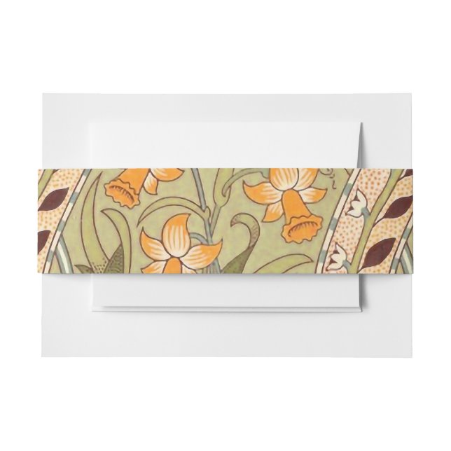 William Morris Daffodil Garden Flower Classic Bota Invitation Belly Band (Front Example)
