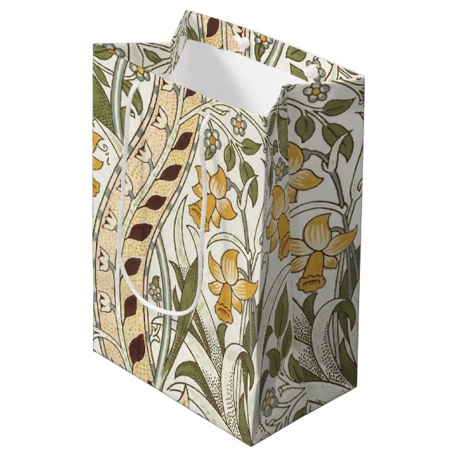 William Morris Daffodil Garden Flower Classic Bota Medium Gift Bag (Front Angled)
