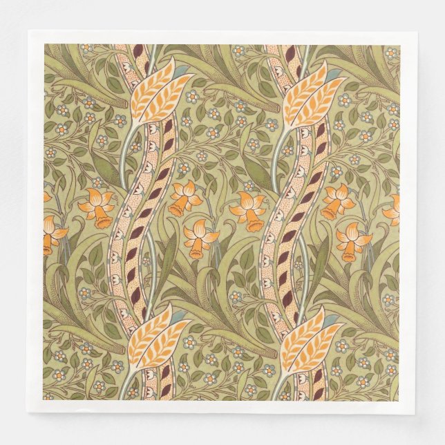 William Morris Daffodil Garden Flower Classic Bota Napkin (Front)