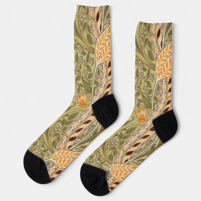 William Morris Daffodil Garden Flower Classic Bota Socks (Left)