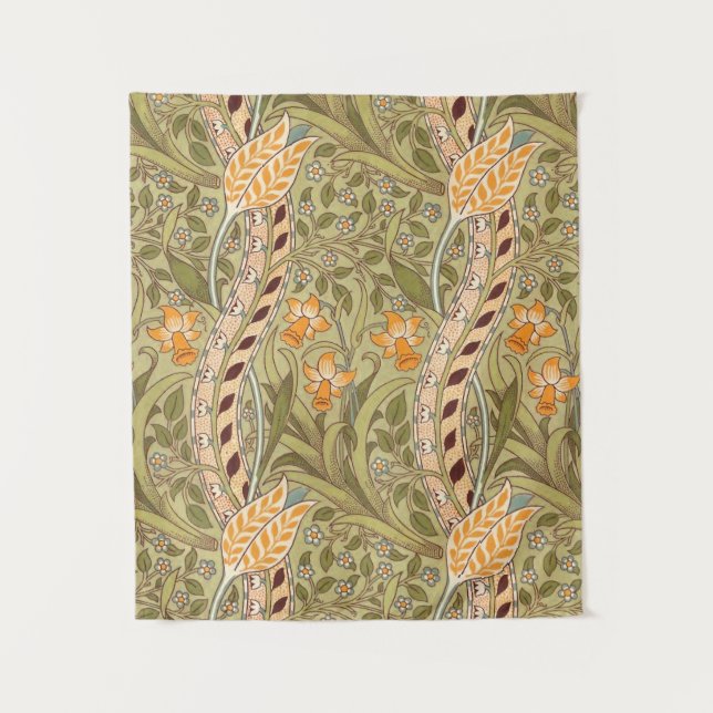 William Morris Daffodil Garden Flower Classic Bota Tapestry (Front)