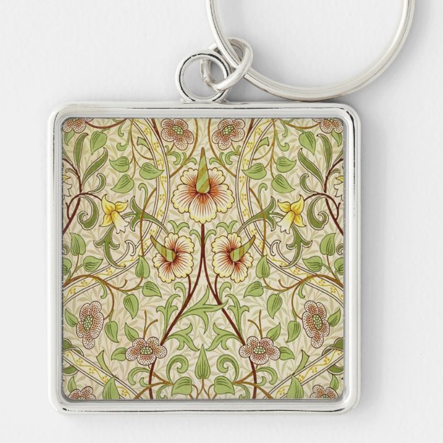 William Morris Daffodil Wallpaper Key Ring (Front)