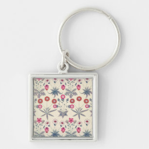 William Morris Daisy Floral Pattern Red Orange Key Ring