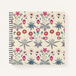 William Morris Daisy Floral Pattern Red Orange Notebook