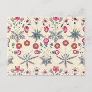 William Morris Daisy Floral Pattern Red Orange Postcard
