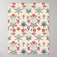 William Morris Daisy Floral Pattern Red Orange