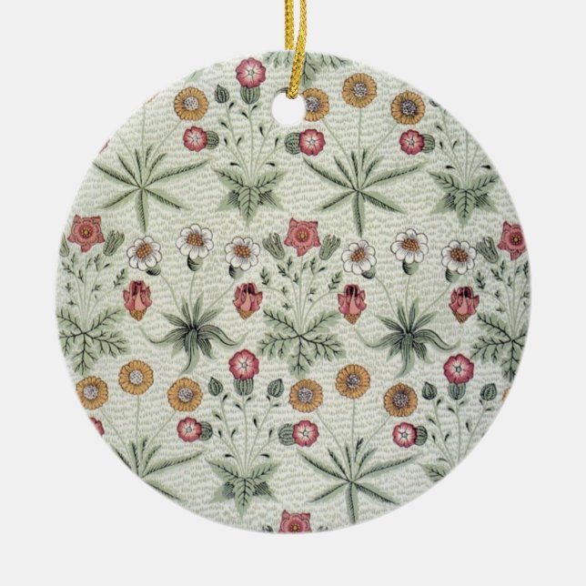William Morris Daisy Floral Wallpaper Pattern Ceramic Tree Decoration (Front)