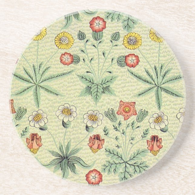 William Morris Daisy Floral Wallpaper Pattern Coaster (Front)