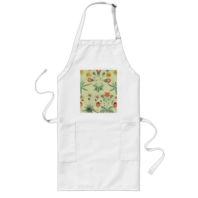 William Morris Daisy Floral Wallpaper Pattern Long Apron (Front)