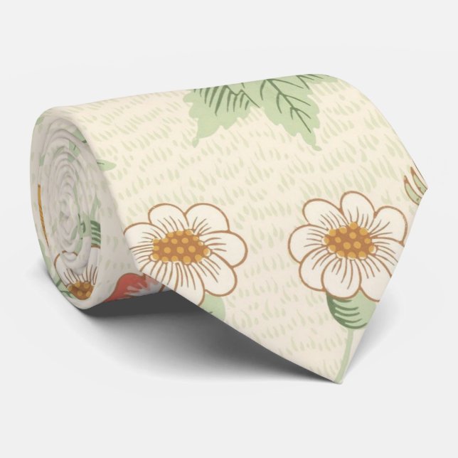 William Morris Daisy Pattern Retro Floral Elegant Tie (Rolled)